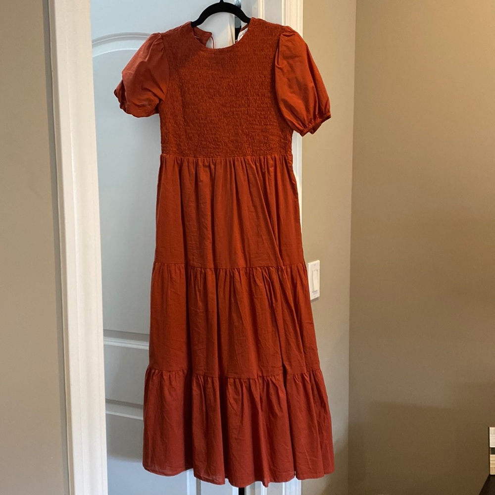 Burnt orange Petal and Pup maxi dress